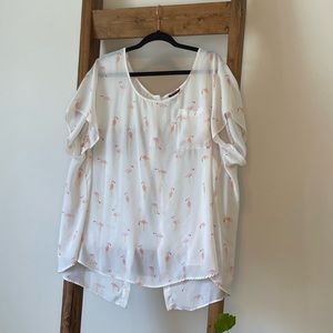 Torrid Flamingo Short Sleeve Blouse